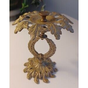 Vintage Solid Brass Toothbrush Holder Ornate Patina